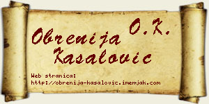 Obrenija Kasalović vizit kartica